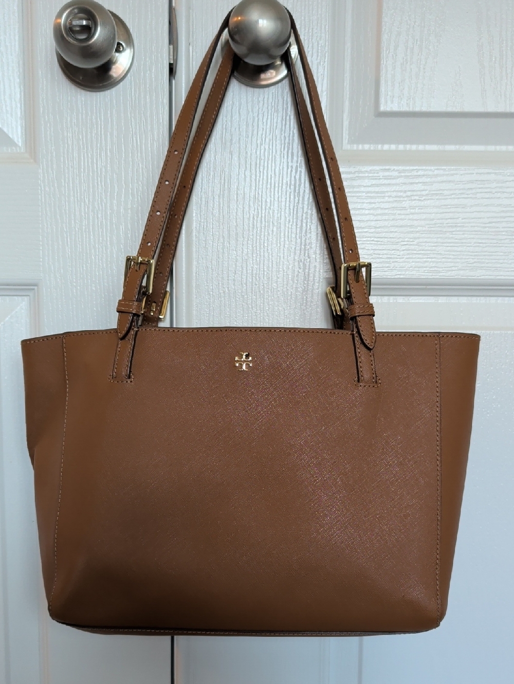 Tory Burch Brown Leather Tote with Gold Hardware